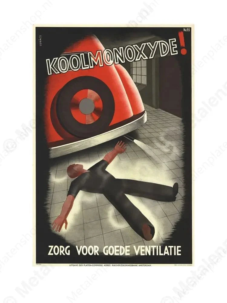 Koolmonoxyde - Nostalgisch - Metalen Wandbord Metaalbord